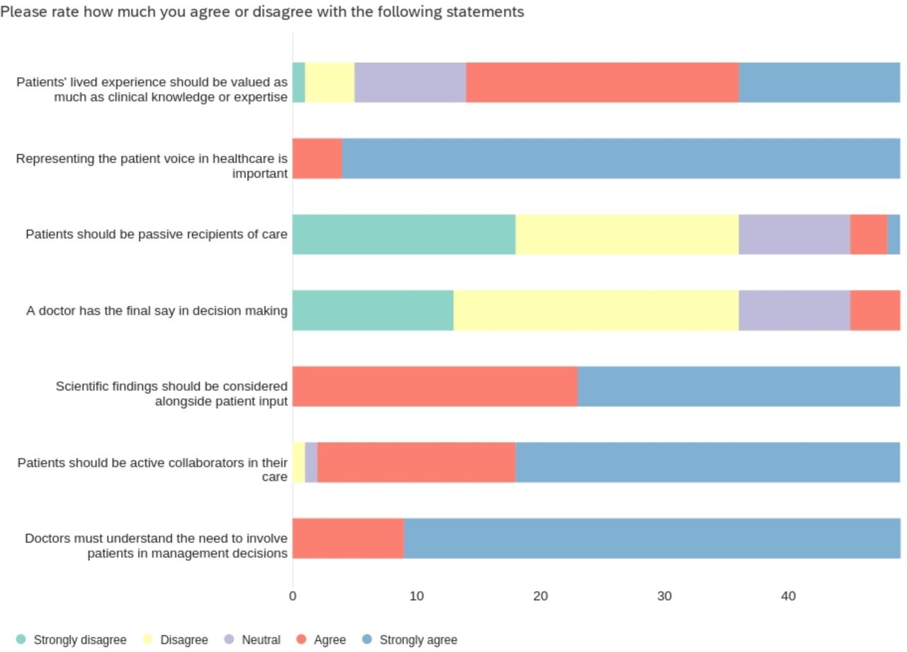 Participants’ responses to Likert scale statements (n = 49).