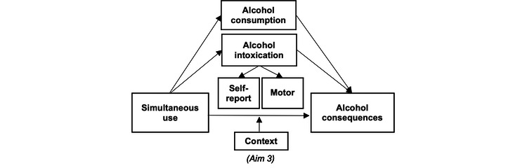 Aim 2: proposed mechanisms of the association between simultaneous use and alcohol consequences.