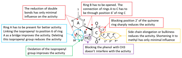 The summary of cannabinoid quinones structure-activity relationship (SAR).