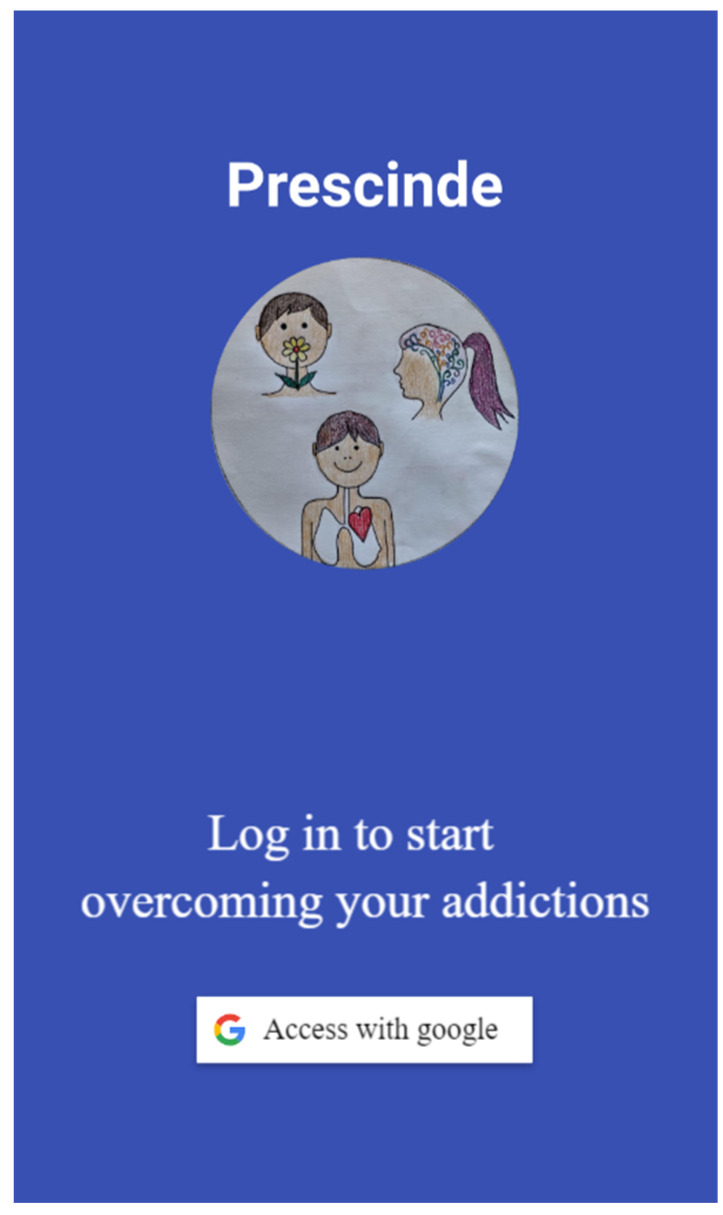 Initial screen of the therapy app Prescinde.