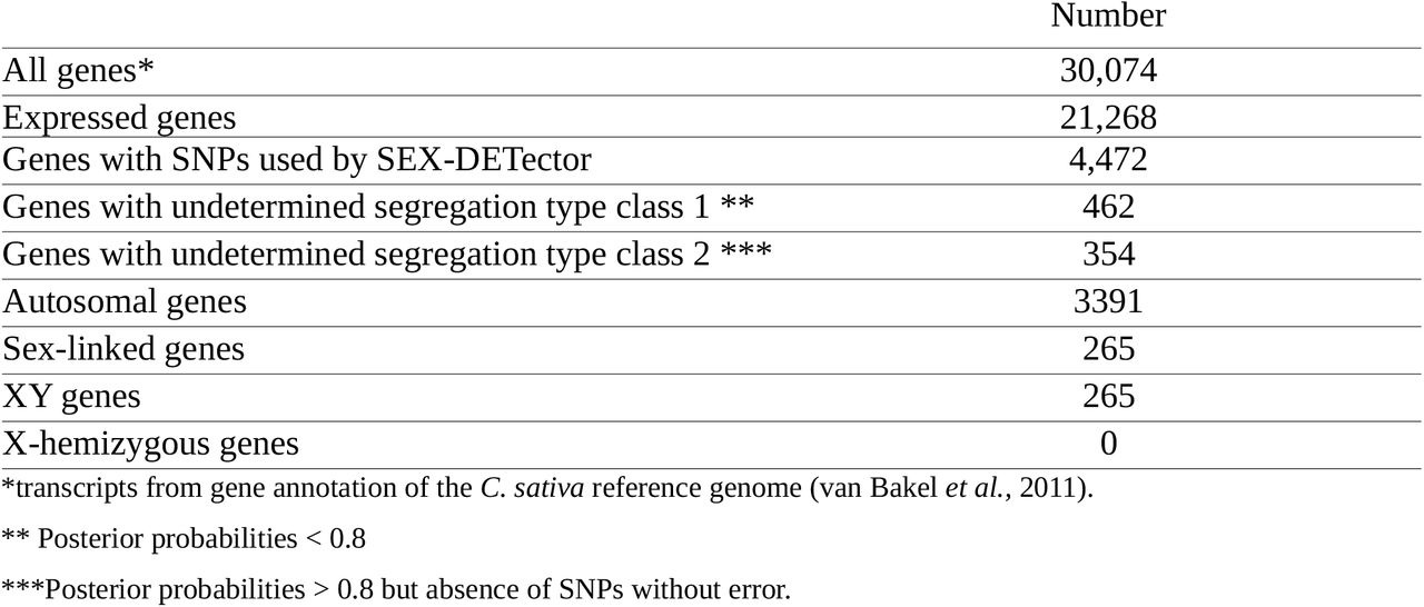 Summary of the SEX-DETector results.
