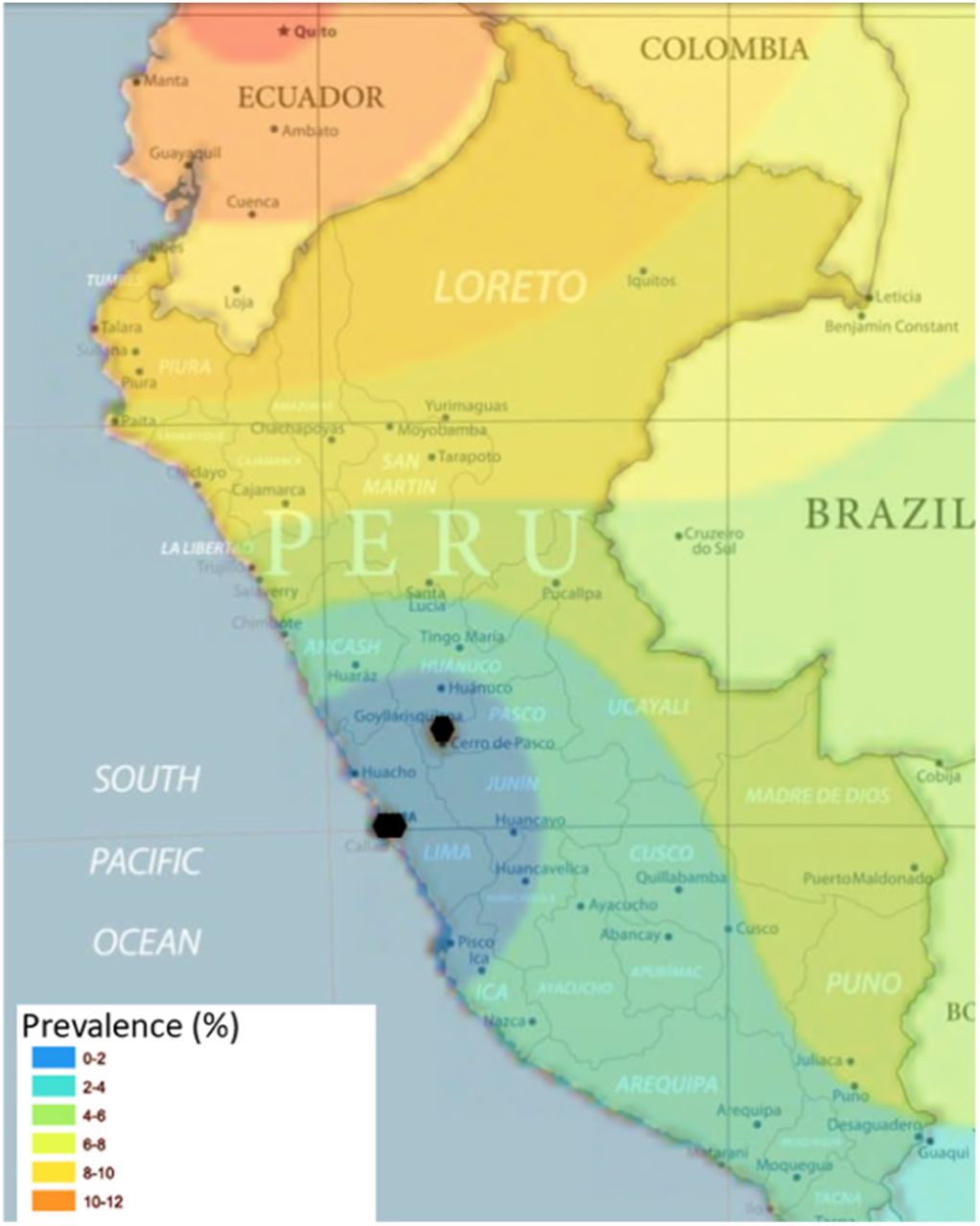 States of Peru and modeled G6PDd prevalence [28]