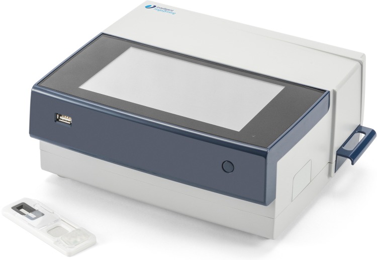 The Intelligent Fingerprinting Reader 1000 Unit and the Drug Screening Cartridge.