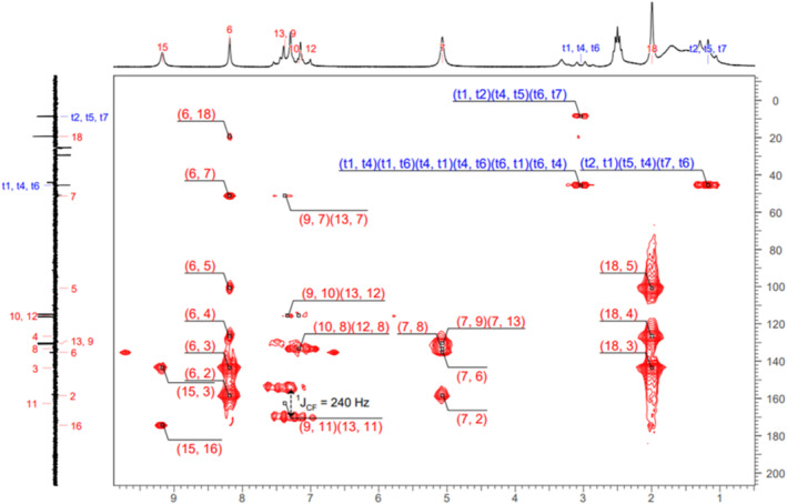 1H‐13C HMBC NMR spectrum (60 MHz, DMSO‐d6).