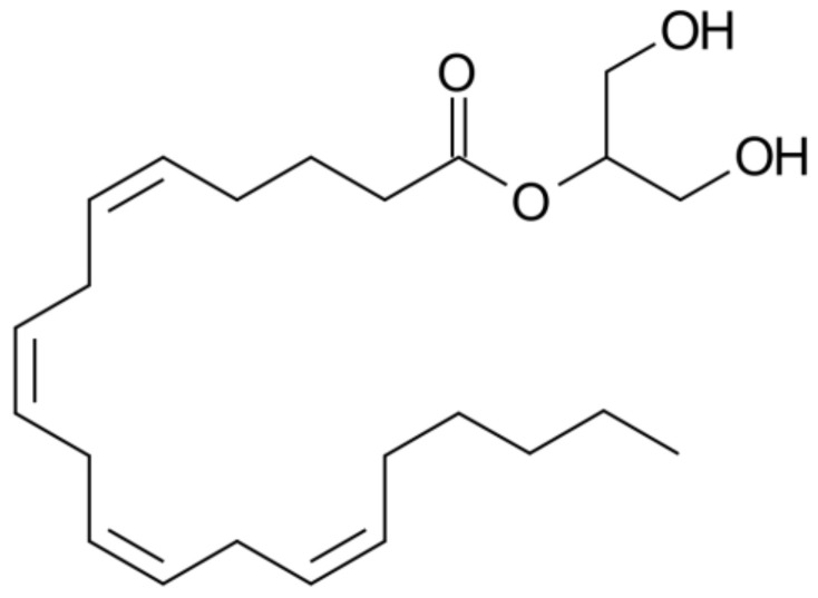 Chemical structure of 2-arachidonoylglycerol.