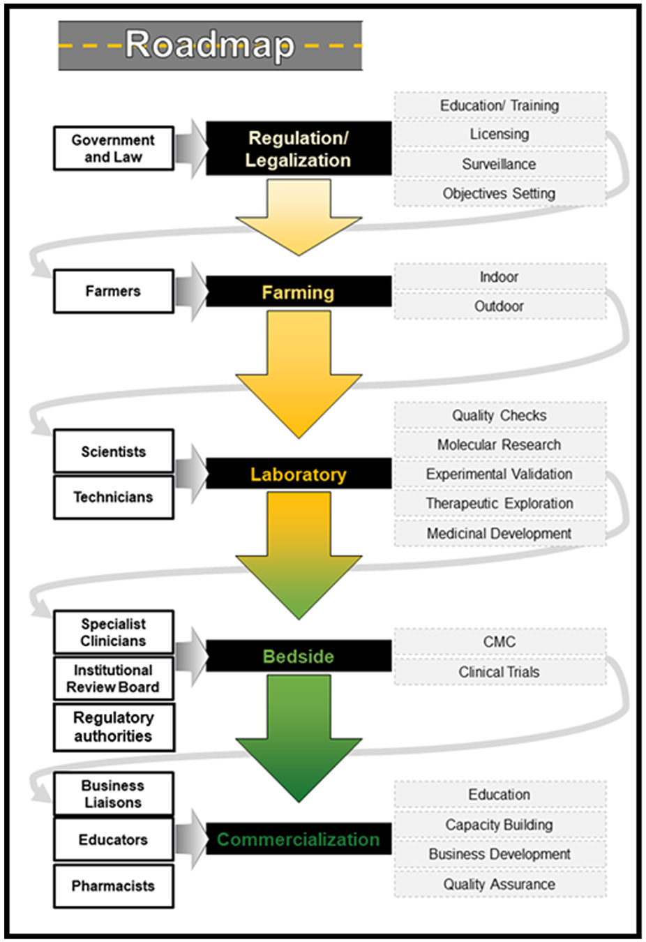 Roadmap from farm to bedside with recommended steps for consideration.