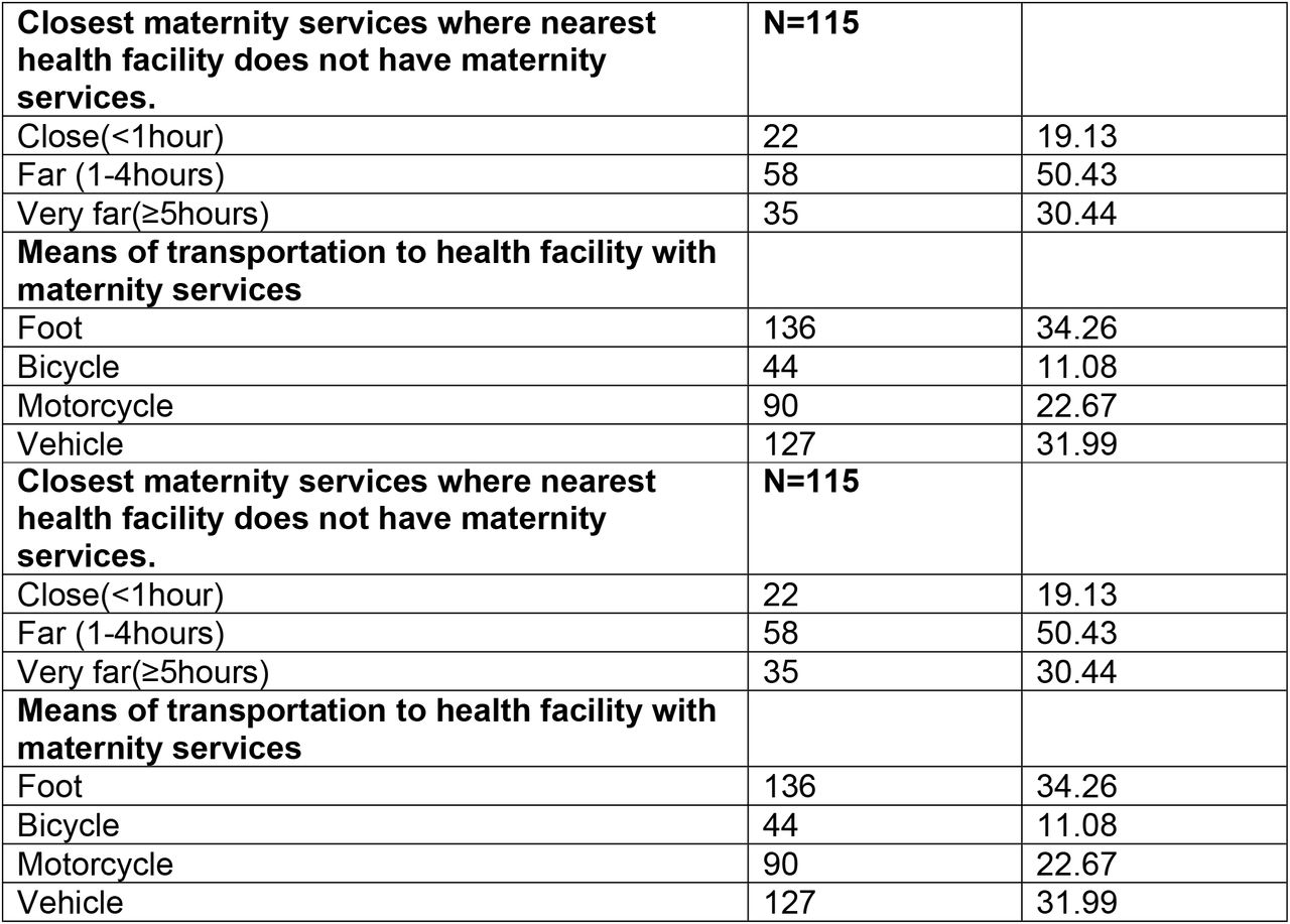 Respondents’ accessibility to healthcare services.