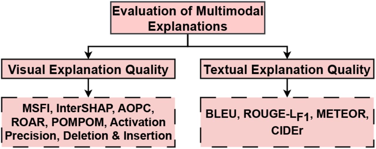 Types of Multimodal Explanation Evaluations