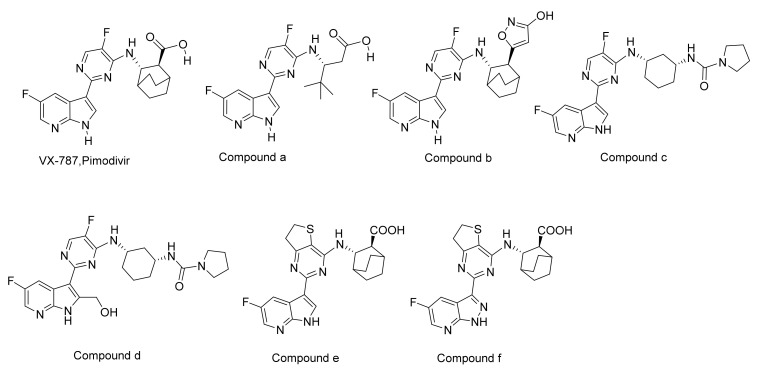The structure of pimodivir and its derivatives.
