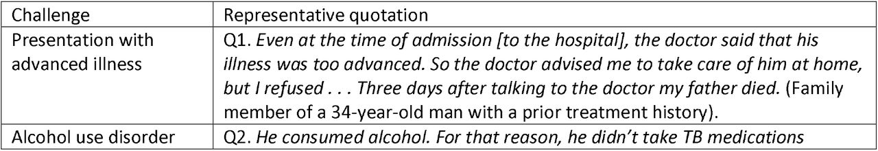 Representative quotations regarding patient-, family-, and society-related challenges