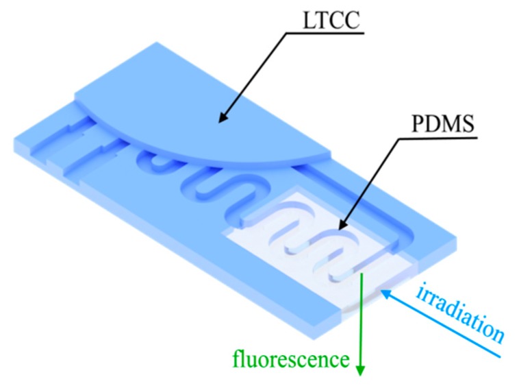 An example of PDMS implementation as both a waveguide and an optical window in a fluorescence sensor.