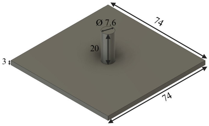 Dimensions (unit: mm) of the tapper used for powder spreading.