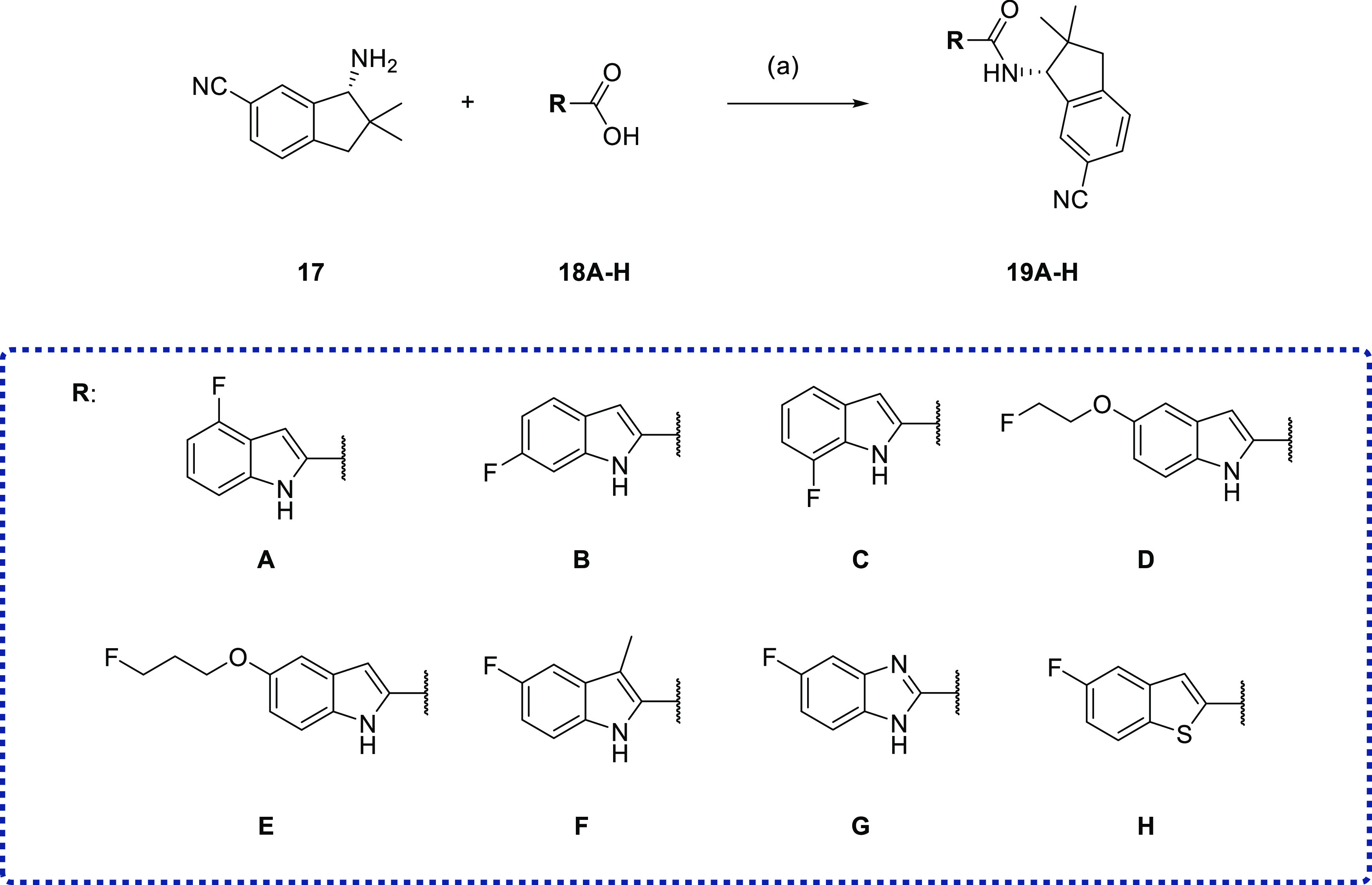 Synthesis of Target Compounds 19A–H with the Modified 5-Fluoroindole SubunitReagents and conditions: (a) BOP, NEt3, CH2Cl2, 16 h, rt.