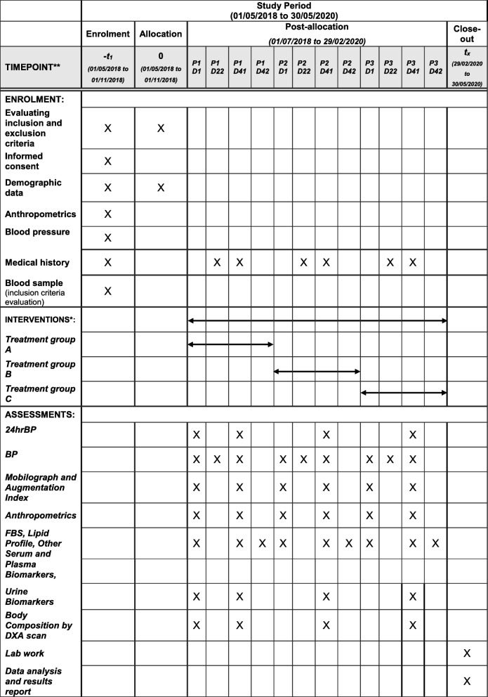 Representation of the trial enrollment, interventions and analysis