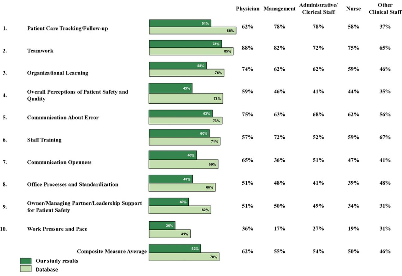 Composite measure comparative results by staff position