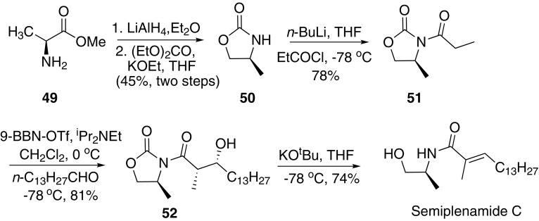 Synthesis of semiplenamide C reported by Bull [52]