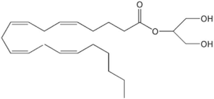 Chemical structure of 2-arachidonylglycerol (2-AG).