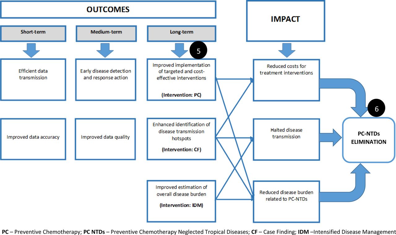 Final schematic illustration of component interlinkages in the intended results phase