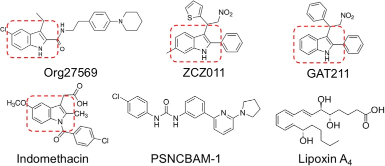 Previously described allosteric modulators of CB1R.