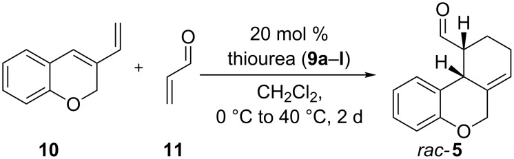 Organocatalytic Diels–Alder reaction with thiourea-catalysis.