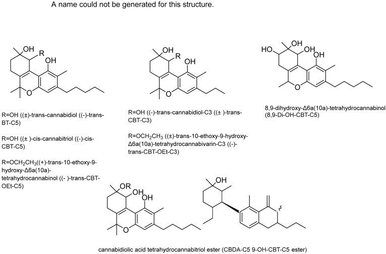 Cannabitriol (CBT) type cannabinoid structures.
