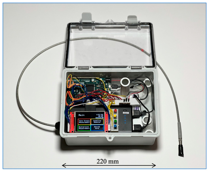 A top view of the wearable platform with hood open.