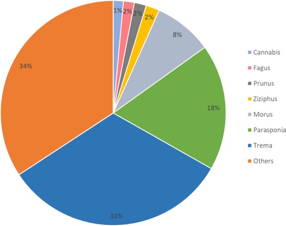 Genus distribution of the Cannbio characterised transcripts similarity based on UniRef100 annotation.