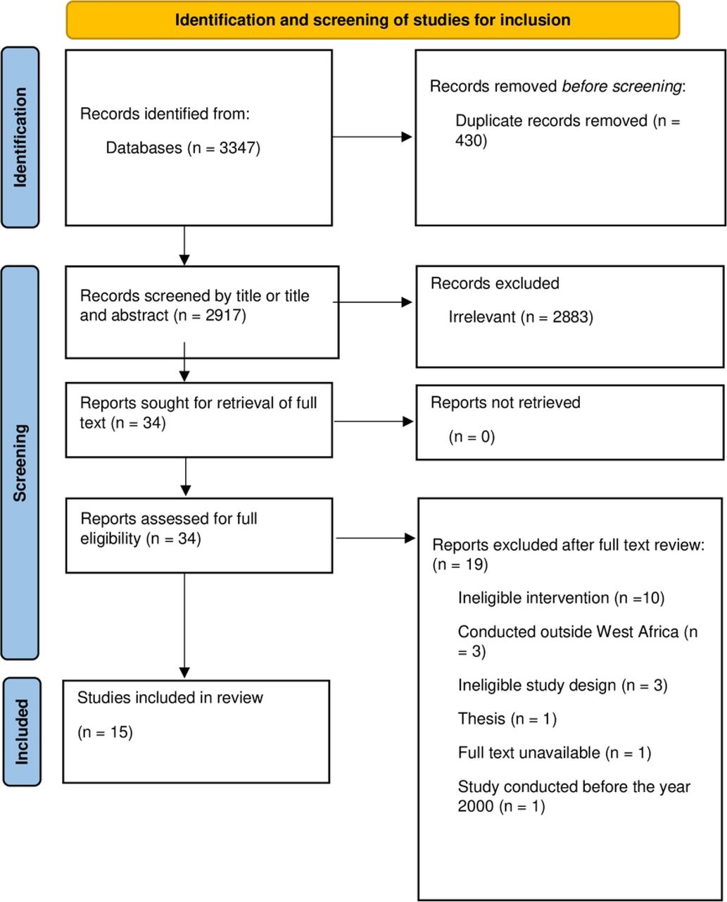 PRISMA diagram with the flowchart of study screening and inclusion