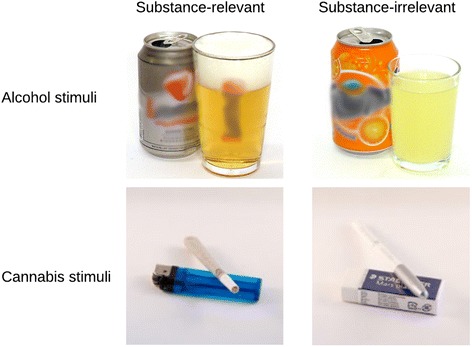 Example of training stimuli of the alcohol and cannabis version