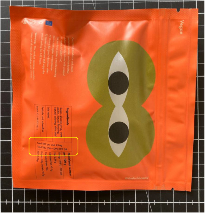 Example of dosing supplied on edible products (in yellow). Image courtesy of Joe & Constantin Koch.