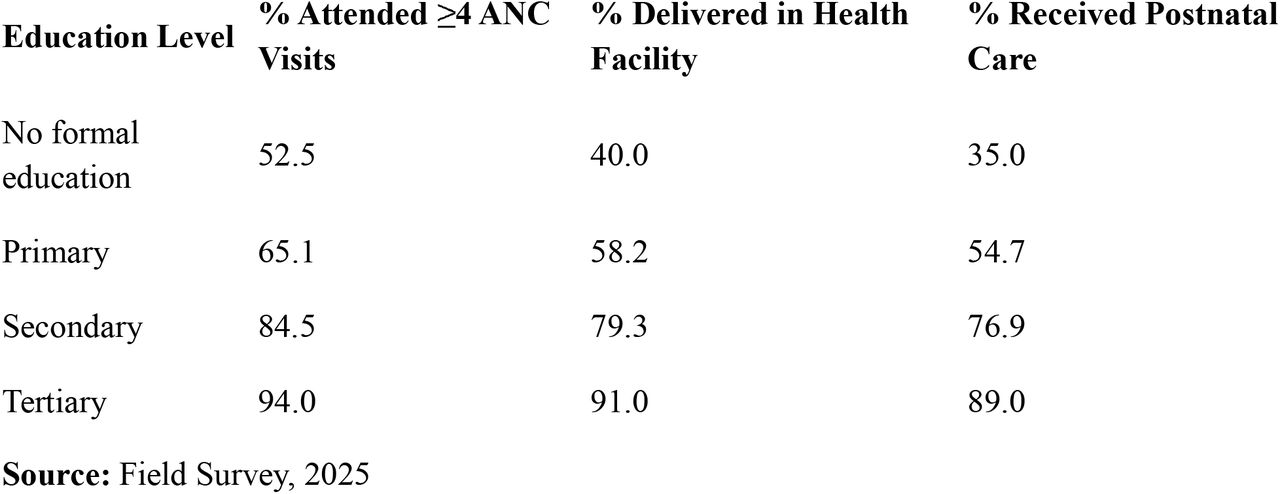 Access to Antenatal and Delivery Care by Educational Level