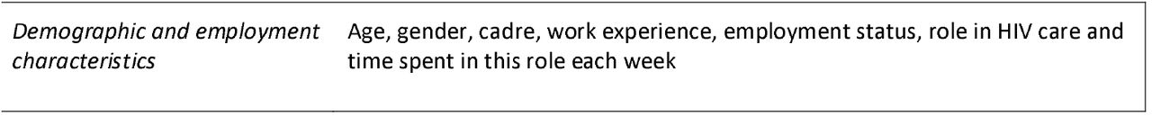Summary of provider survey questions and topics