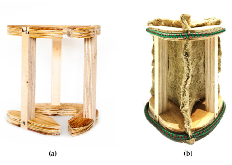 (a) Wooden framework, (b) hemp mat.