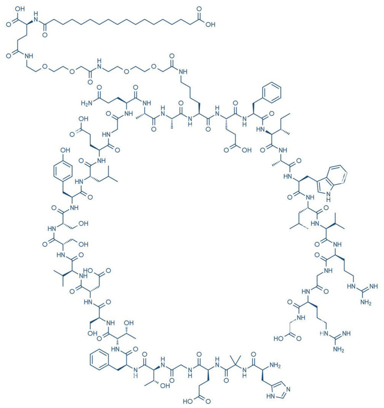 Chemical structure of semaglutide.
