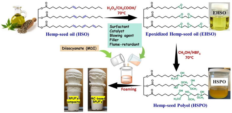 A schematic diagram for the synthesis of HSO-based RPUF composite.