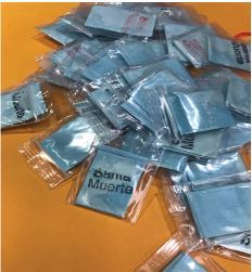 Packets of “Santa Muerte,” a street heroin adulterated with synthetic cannabinoid, that were retrieved from a patient found unresponsive at home.