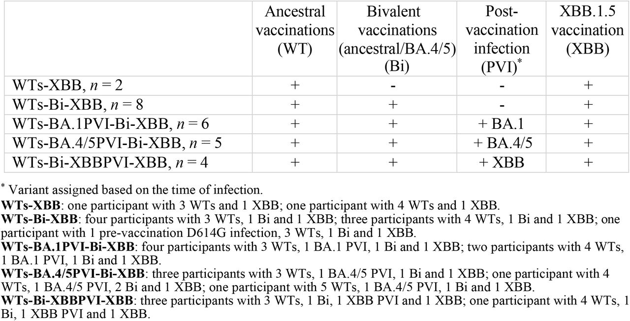 XBB.1.5 booster antigenic exposure groups