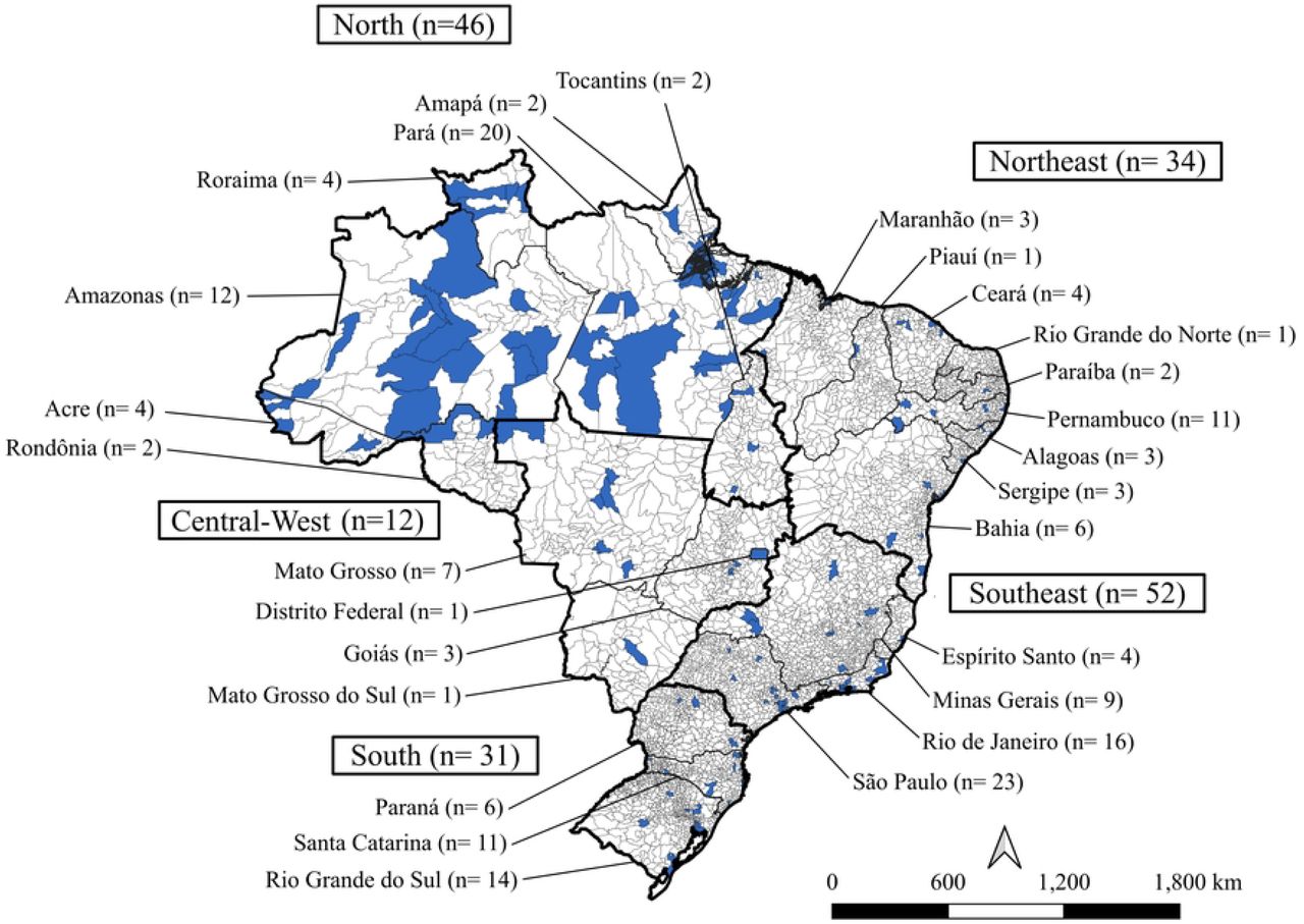 Priority municipalities of the Brasil Saudável – Unir para Cuidar Program by region.Source: National Guidelines of the PBS (2); authors’ elaboration.