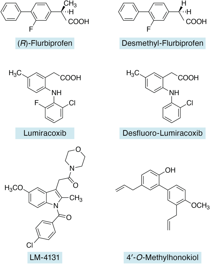 Structures of substrate-selective inhibitors from different structural scaffolds.