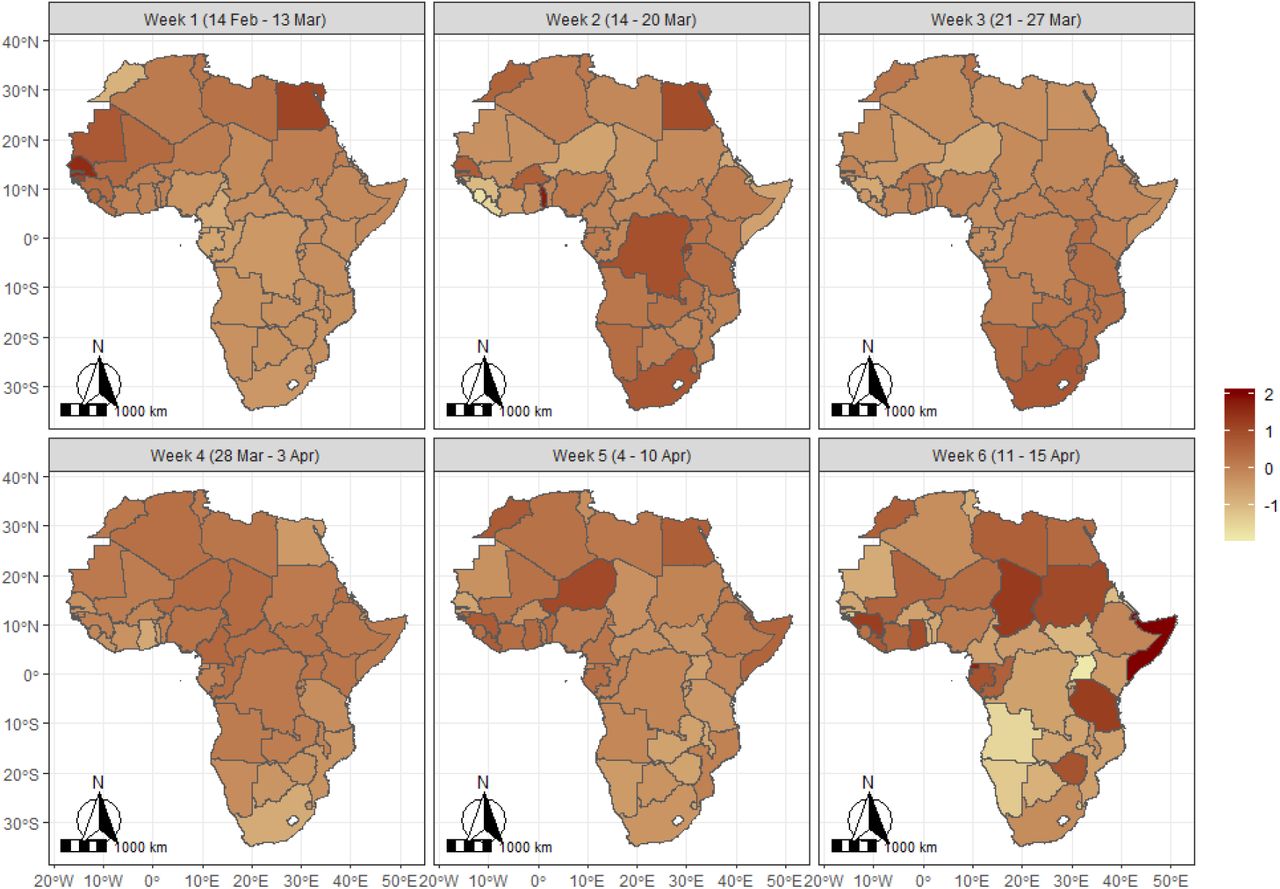 Spatiotemporal pattern of COVID-19 in Africa