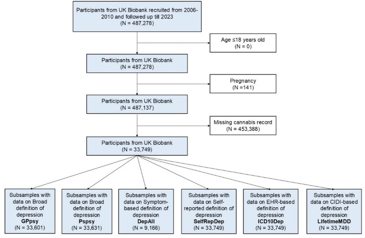 Flow chart for participant selection in UK Biobank