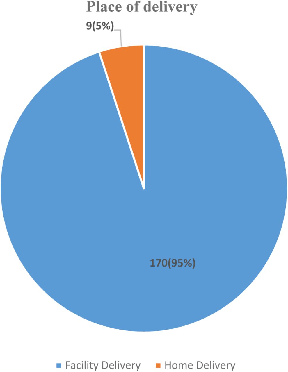 A Pie chart showing the place of delivery chosen by teenagers.
