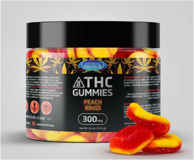 Δ8-tetrahydrocannabinol edible gummies.