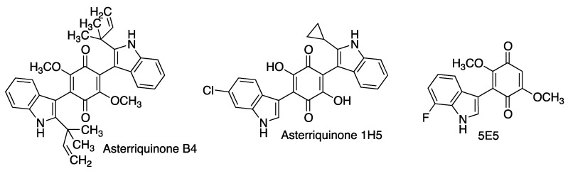 Neuroprotective asterriquinones and simpler indolylquinones.