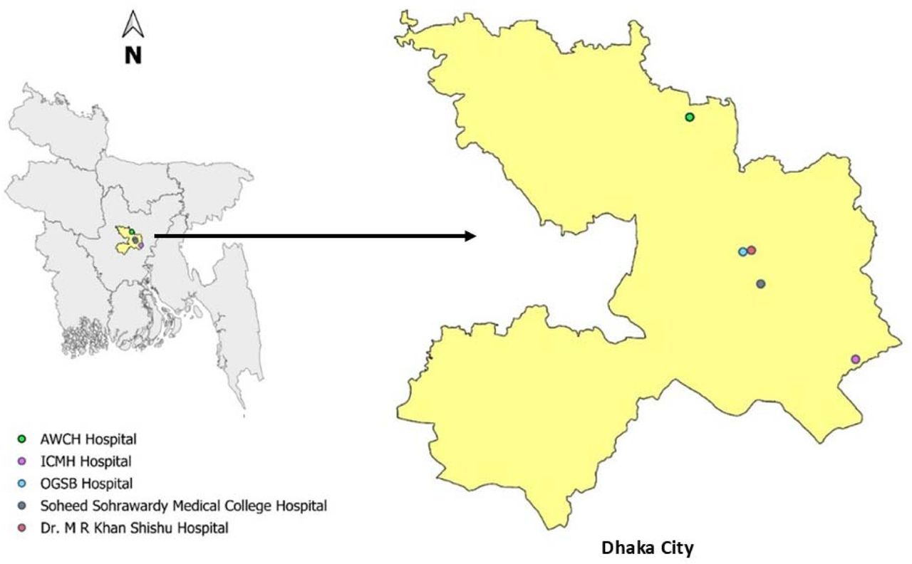 Study hospitals in Dhaka city