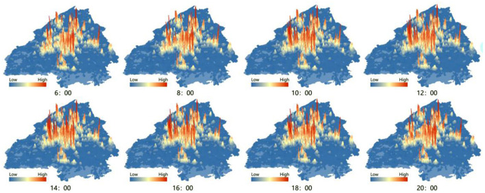 The heat map of population distribution in Chengdu.
