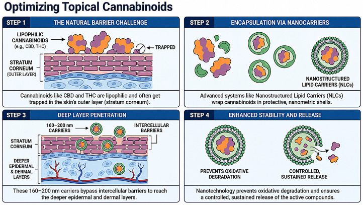 Strategies for enhancing the penetration of cannabinoids in the skin.