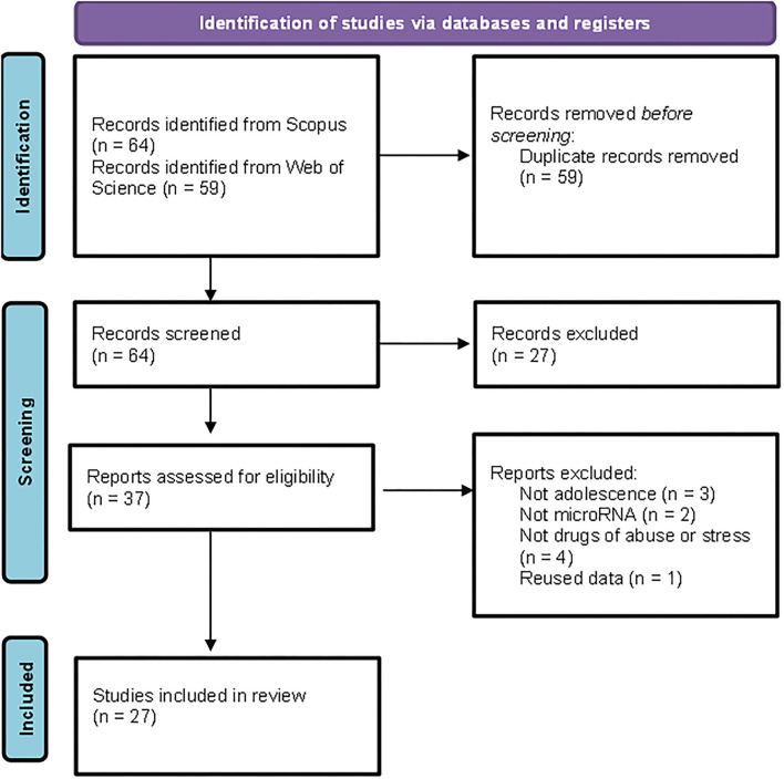 Preferred Reporting Items for Systematic Reviews and Meta-Analyses (PRISMA) flowchart illustrating the search strategy applied to select the publications included in the review.