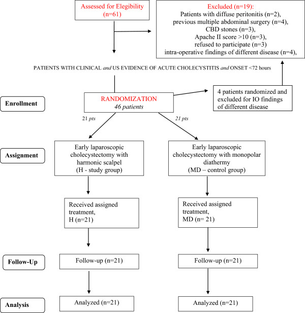 Flow diagram of the HAC study (according to the Consort Statement guidelines) .
