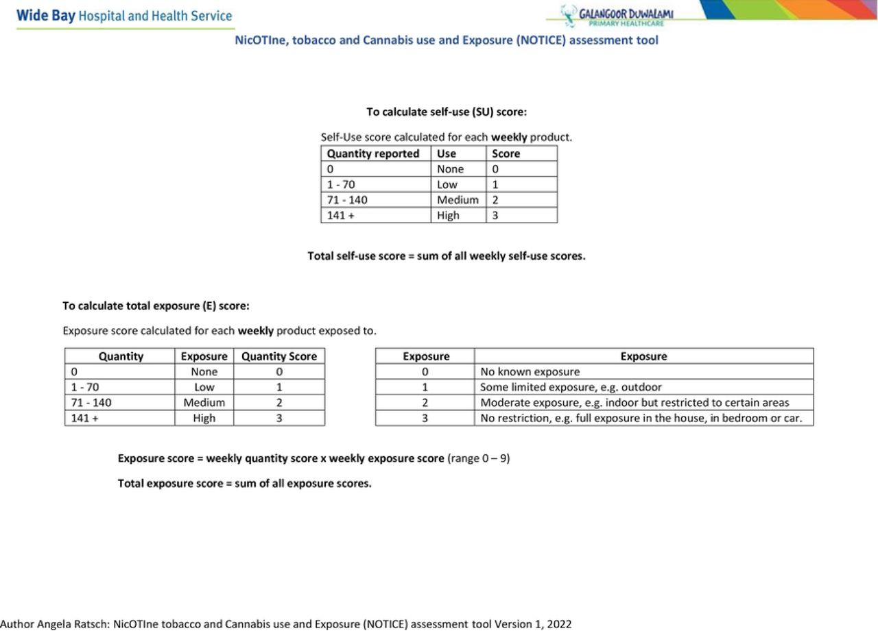 NOTICE: NicOTIne, tobacco, and Cannabis use and Exposure (NOTICE) Assessment Tool